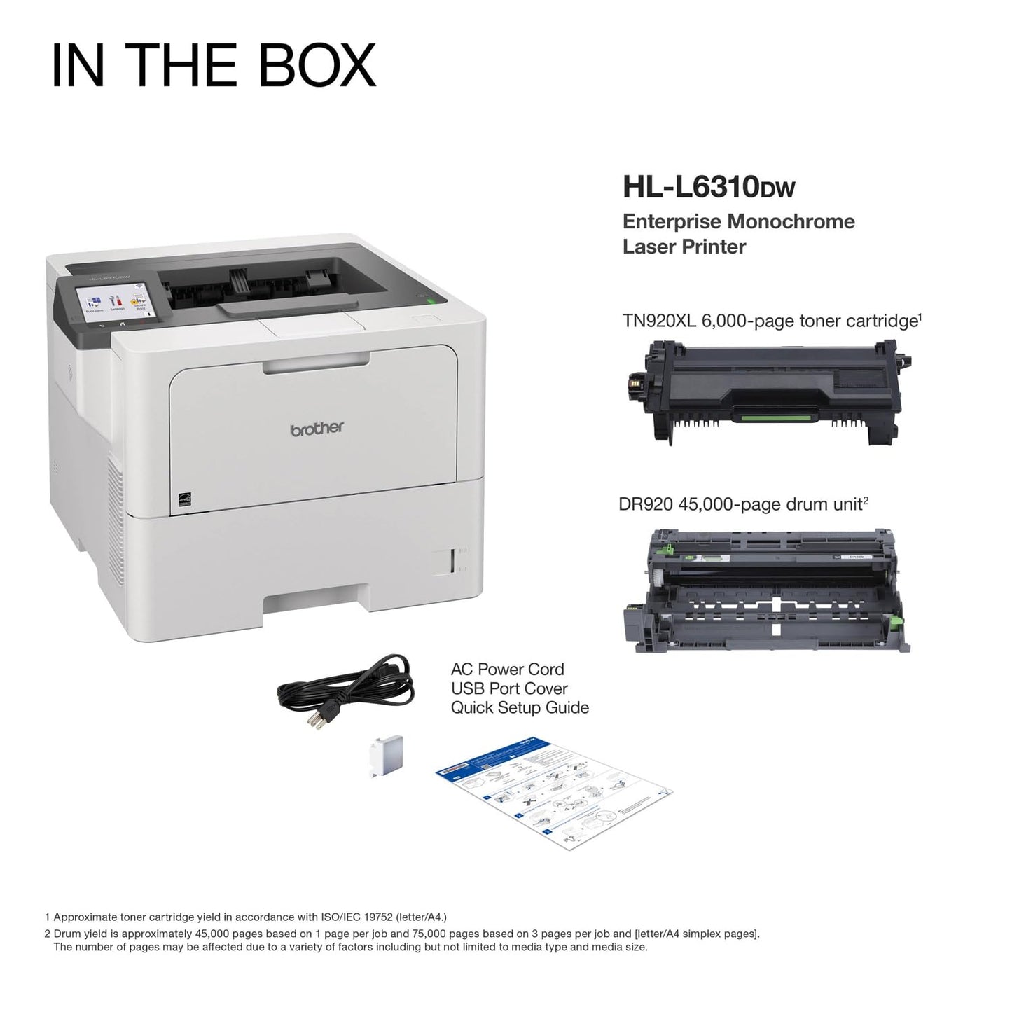 Brother HL-L6310DW Enterprise Monochrome Laser Printer with Low-Cost Printing, WirelessNetworking, and Large Paper Capacity, Works with Alexa