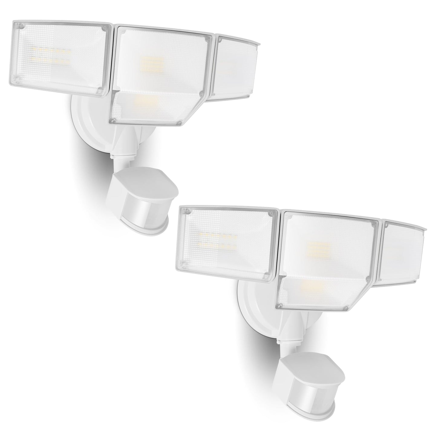 LUTEC LED Security Lights 80W 9000LM Motion Sensor Outdoor 4 Head Flood Lights 5000K Daylight 2 Pack White