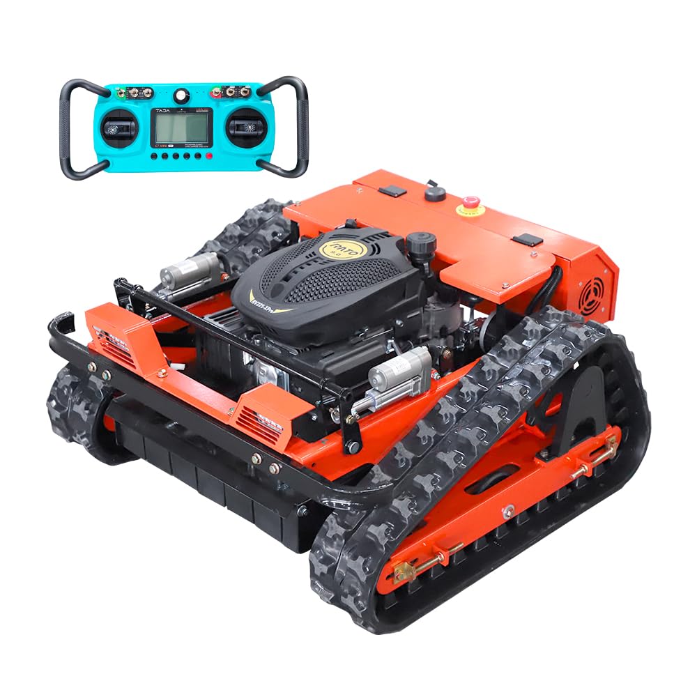 INFRONT Remote Control Lawn Mower - All Terrain Tracks, 45° Slope Climbing, Gas Electric Hybrid, High Power Strong Mower