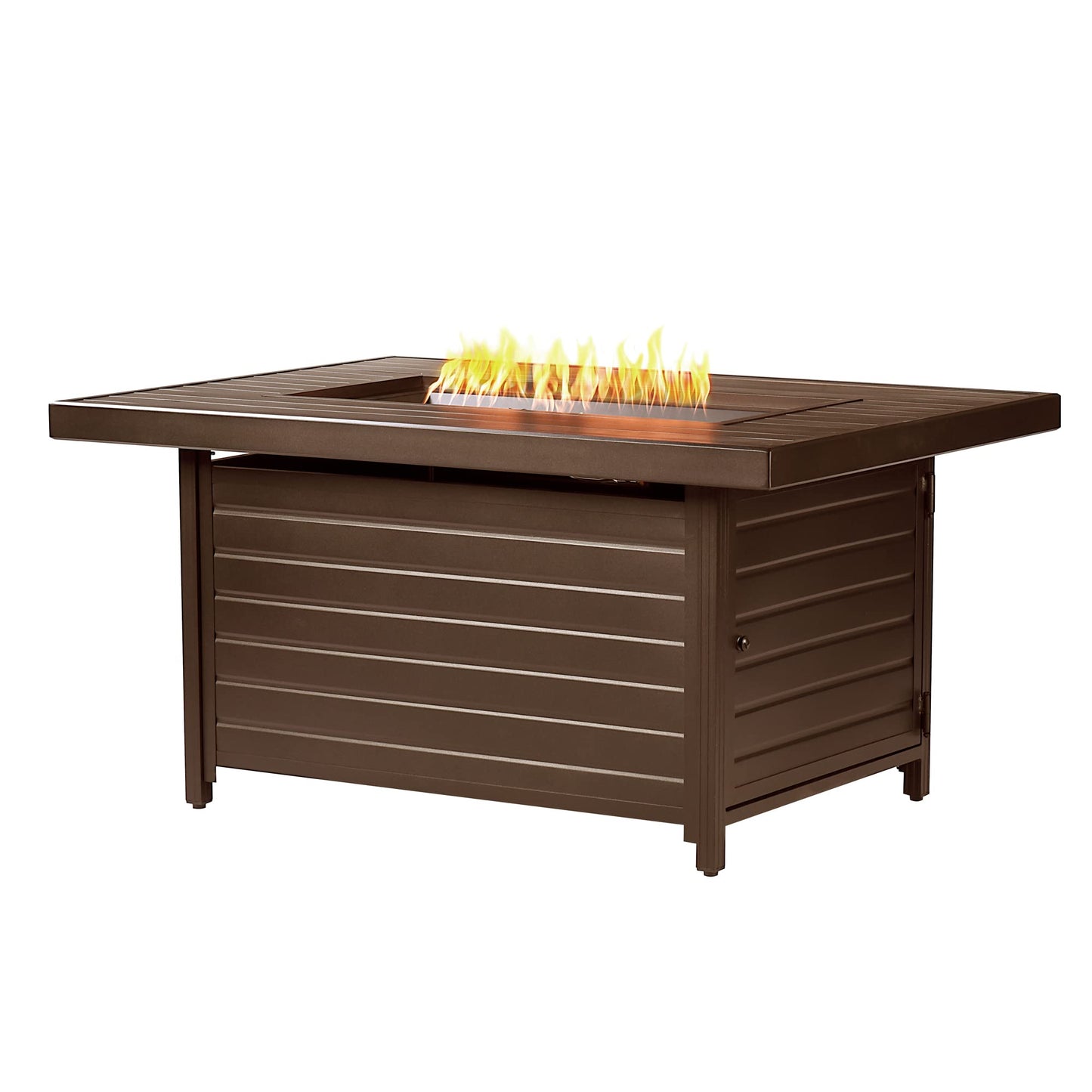 Oakland Living Rectangular 48 in. x 36 in. Aluminum Propane Fire Pit Table, Glass Beads, Two Covers, Lid, 57,000 BTUs in Brown Finish