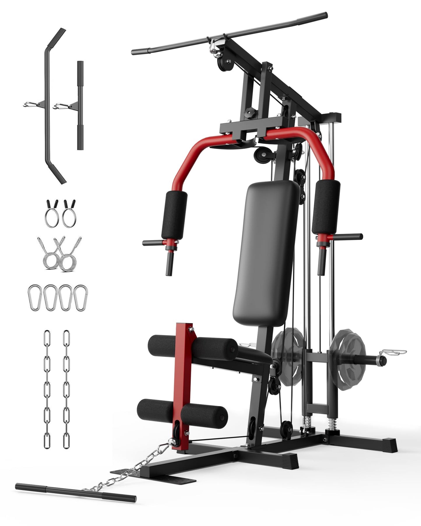 Home Gym Machine, Multifunctional Workout Equipment for Strength Training, Full Body Home Gym with Chest Press, LAT Pulldown, Leg Extension & Cable System