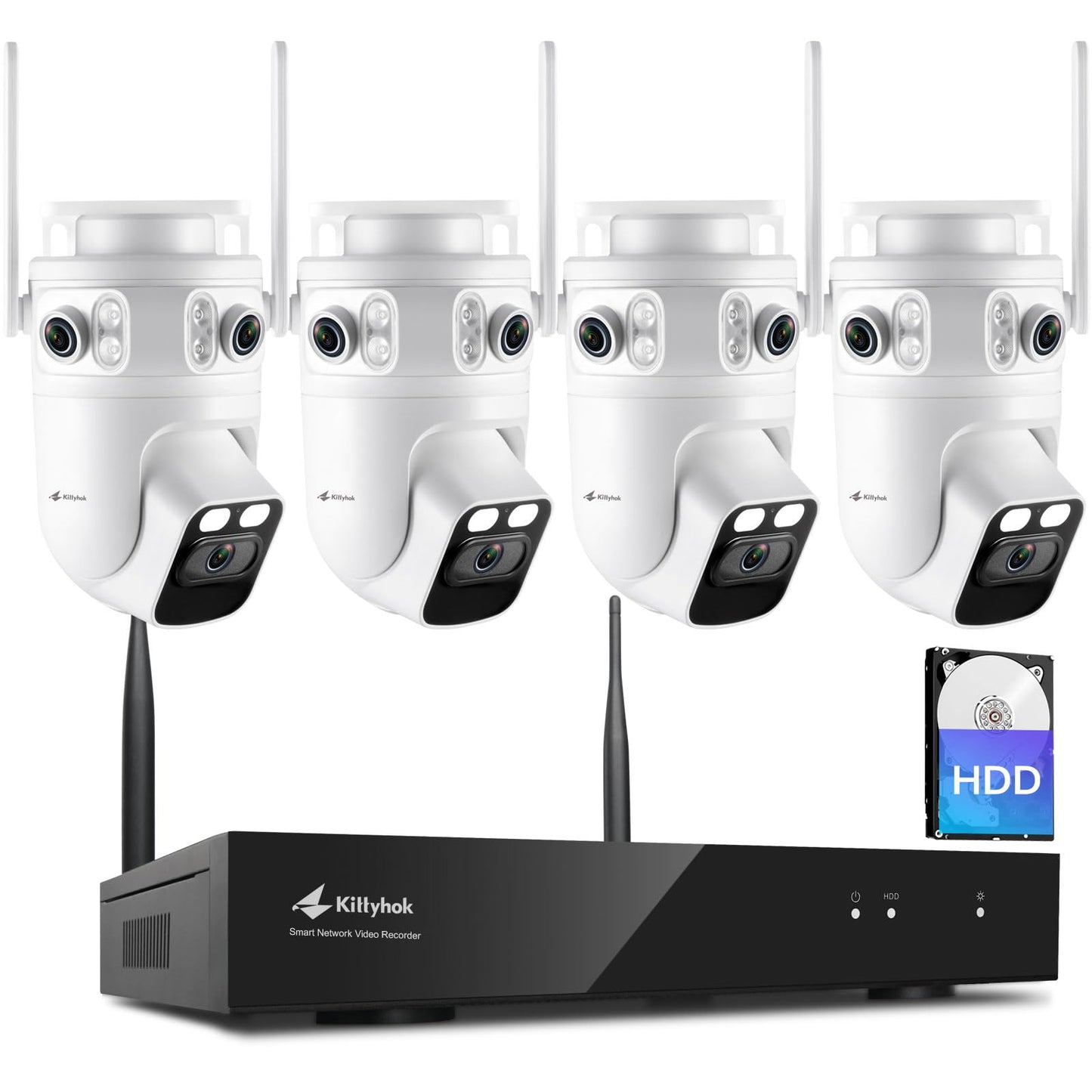Home Security Camera System Wireless, Triple Lens 2K Security Cameras Wireless Outdoor with 360° Pan & Tilt, Motion Detection, Auto Tracking, 2.4/5GHz WiFi, Night Vision, 16CH NVR with 500GB HDD