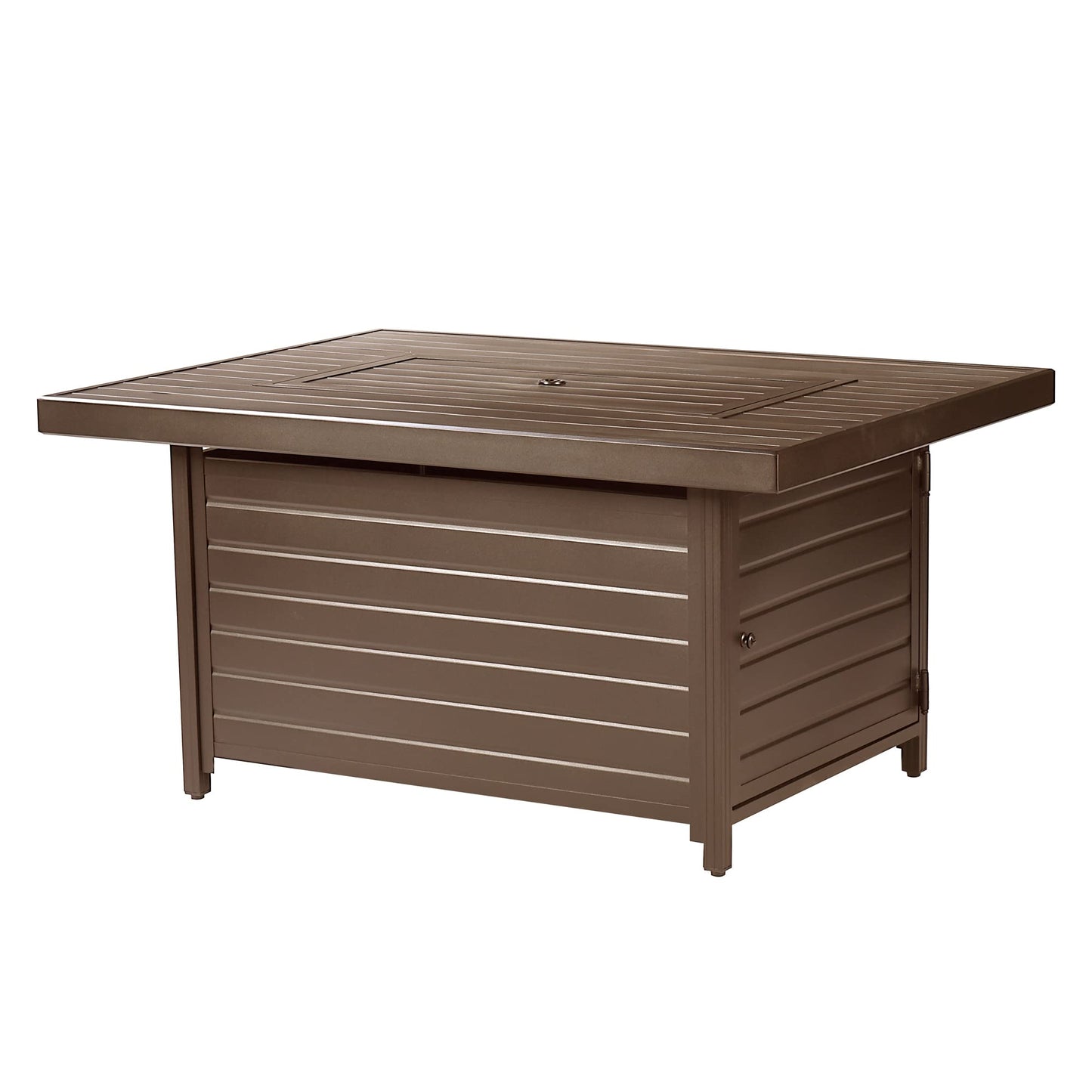 Oakland Living Rectangular 48 in. x 36 in. Aluminum Propane Fire Pit Table, Glass Beads, Two Covers, Lid, 57,000 BTUs in Brown Finish
