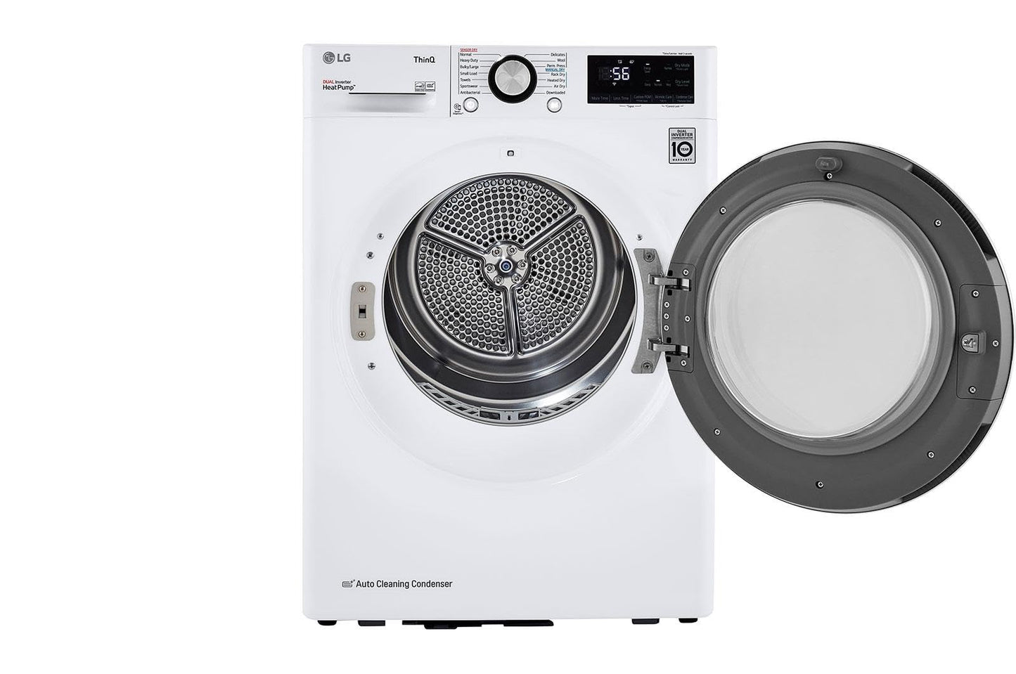 LG DLHC1455W 24 in. W 4.2 Cu. Ft. Ventless Stackable Compact Smart Electric Dryer in White with Dual Inverter HeatPump Technology