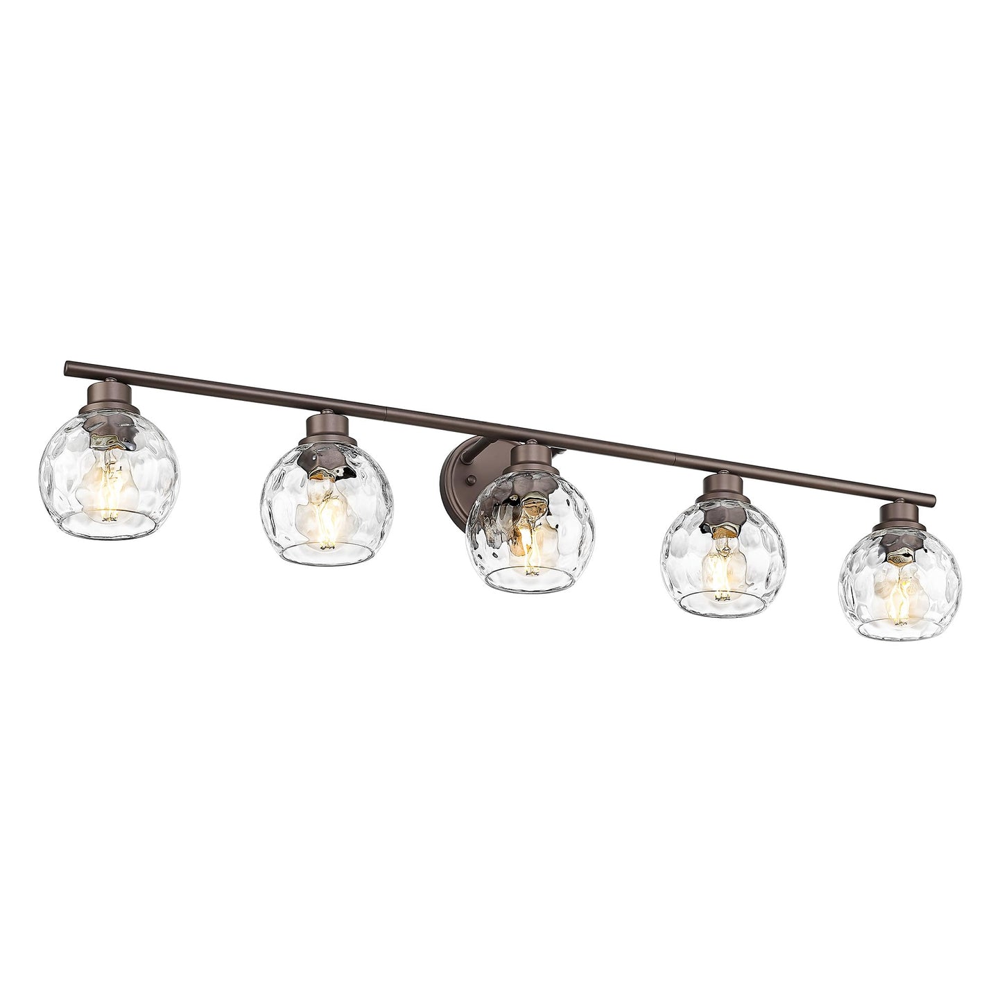 Emliviar 5-Light Rustic Vanity Wall Lighting, Water Ripple Glass, Oil Rubbed Bronze Finish, 41.7 Inch, Model YE295B