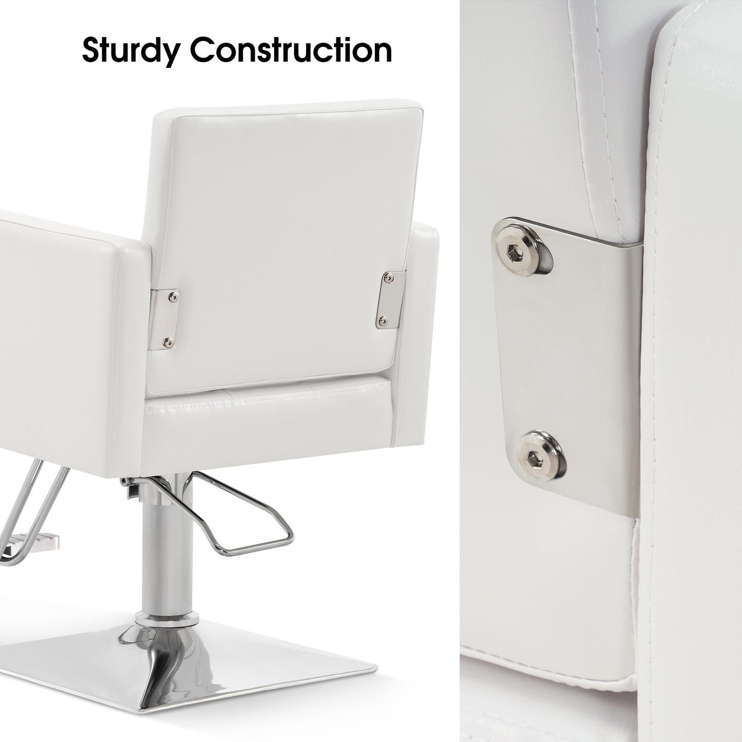 BarberPub Classic Salon Chair for Hair Stylist,Hydraulic Barber Styling Chair,Beauty Salon Spa Equipment 8818 (White)