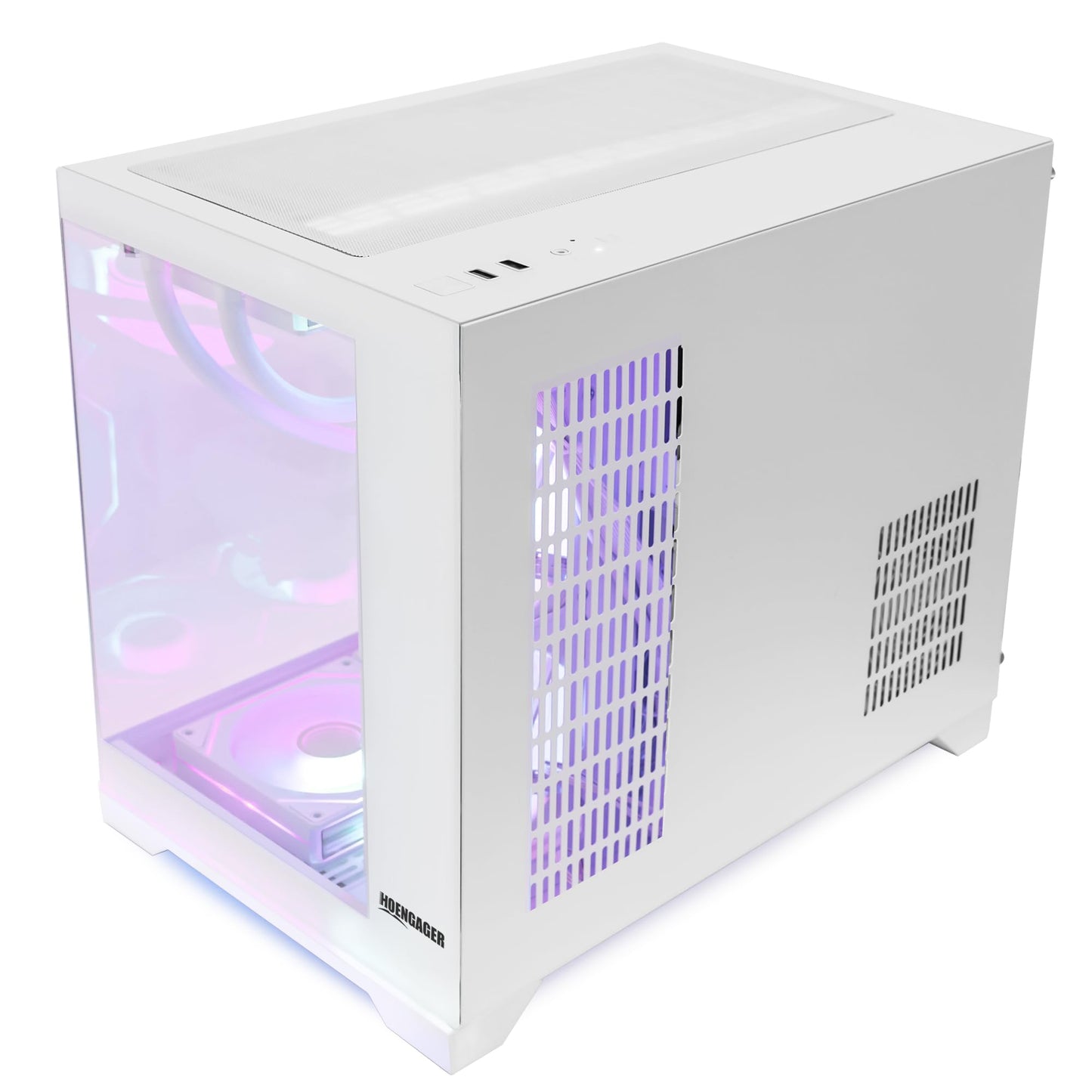 HOENGAGER Software ARGB Control Gaming PC Desktop - AMD Ryzen 7 9800X3D - Radeon RX 9070 XT (16GB) - 32GB DDR5 6000MHz - 1TB PCIe NVMe SSD - White Panoramic Glass Case, RGB Fans, Wi-Fi, Win 11