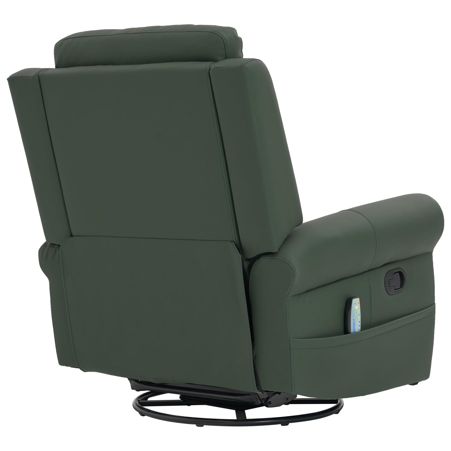 Christopher Knight Home Hayezi 270° Swivel Rocker Recliner, Massage and Heating Chair, PU Leather Living Room Manual Recliner with Dual Reclining Positions & Side Pocket, for Nursery Bedroom, Green