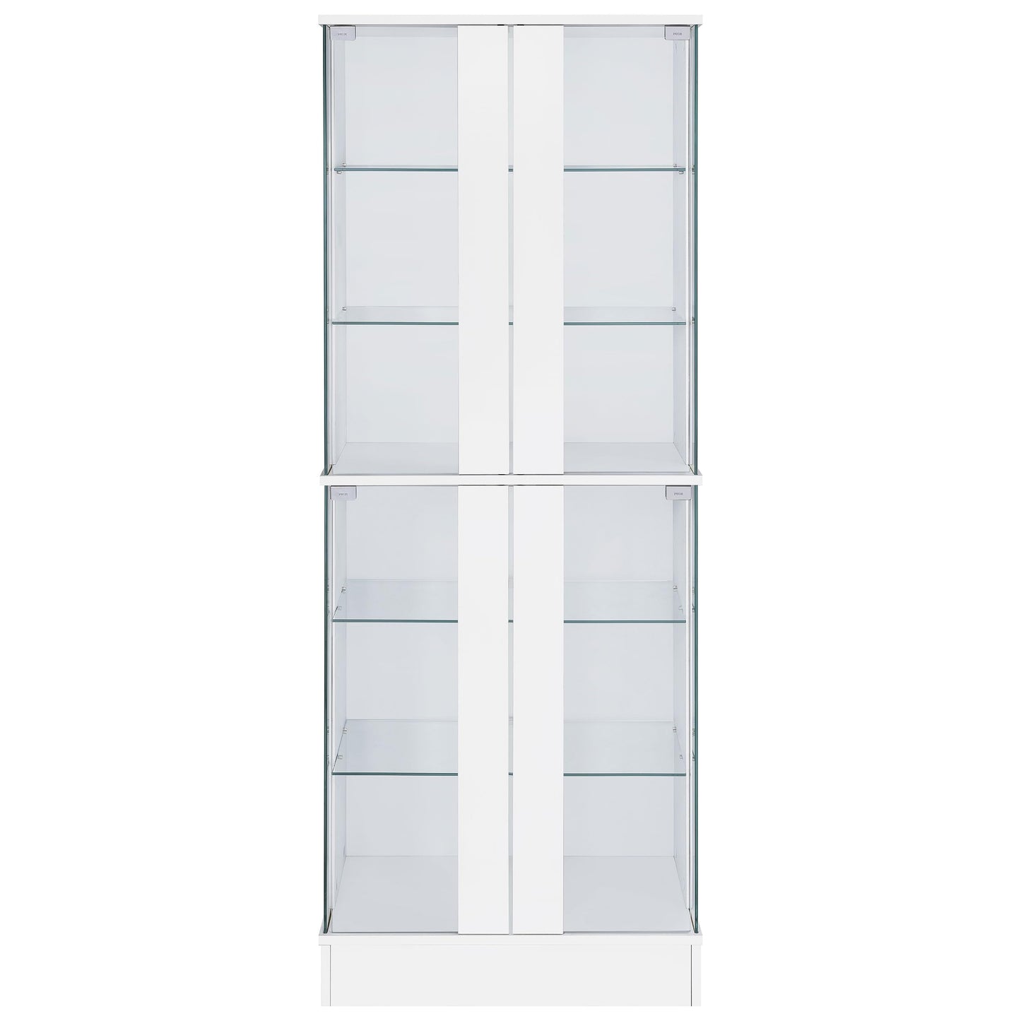 Coaster Home Furnishings - Cabra - 4-Door LED Curio Cabinet with Engineered Wood and Tempered Glass Shelves - Living Room - White High Gloss - 950397