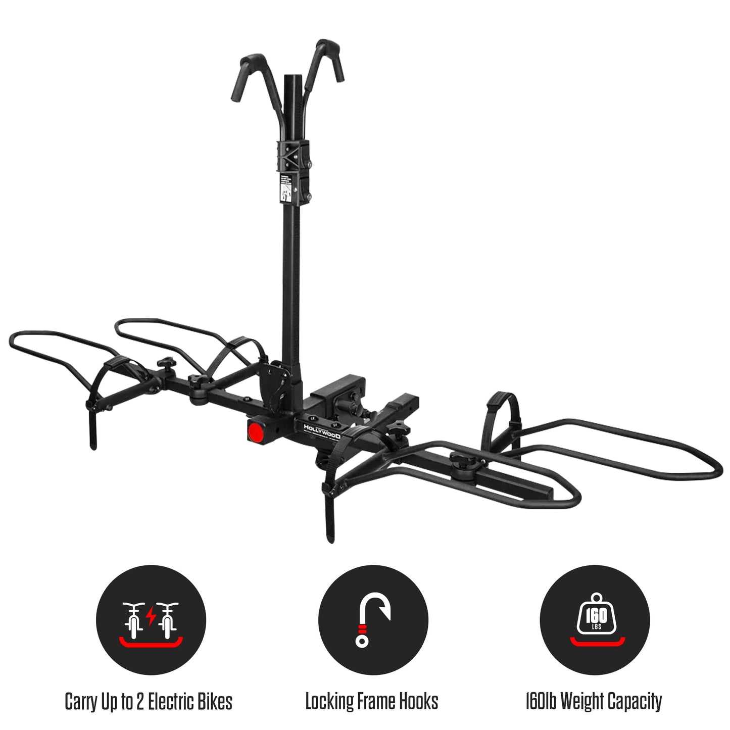 Hollywood Racks Sport Rider 2" Hitch Bike Rack, Carries 2 Bikes up to 80 lbs Each for Standard, Fat Tire and Electric Bicycles - Heavy Duty, Foldable Ebike Rack for Car, Truck, and SUV
