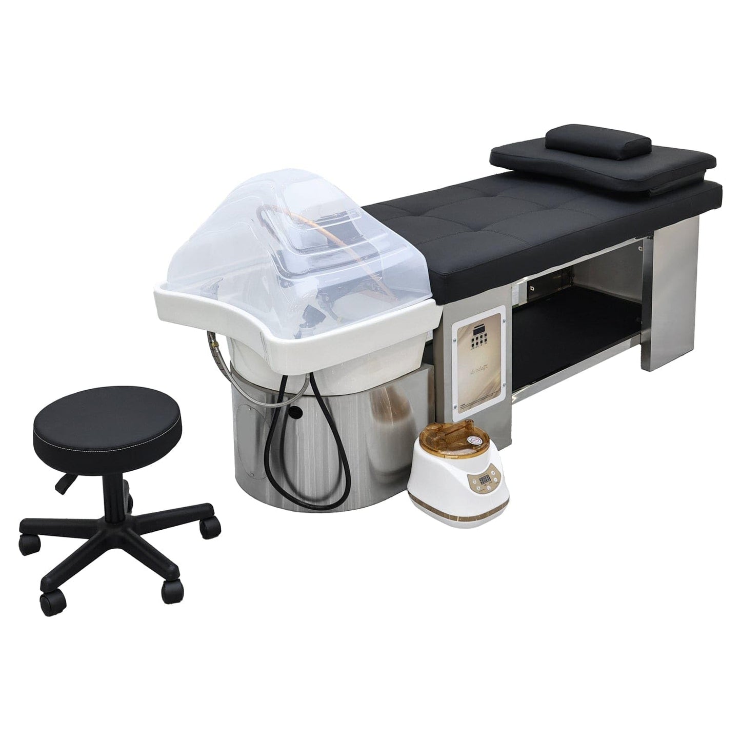TATARTIST Head Spa Bed with Fumigation Head Therapy Shampoo Bed Water Circulation Massage Shampoo Backwash Unit Spa Hair Salon Equipment (Black)