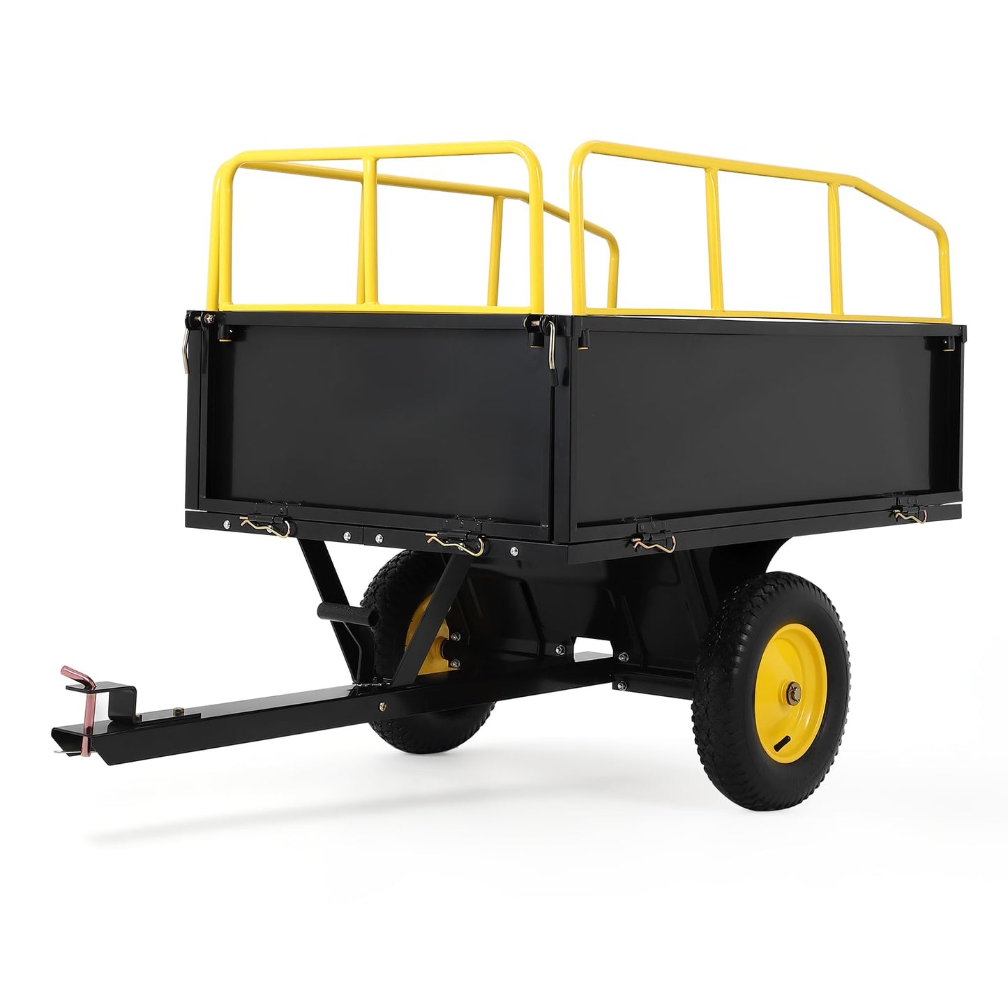 Garvee ATV UTV Trailer Tow Behind Dump Cart, 750Lbs 17 Cubic Feet, Heavy Duty Yard Garden Trailer Pull Behind Dump Trailer for Lawn Mower Tractor