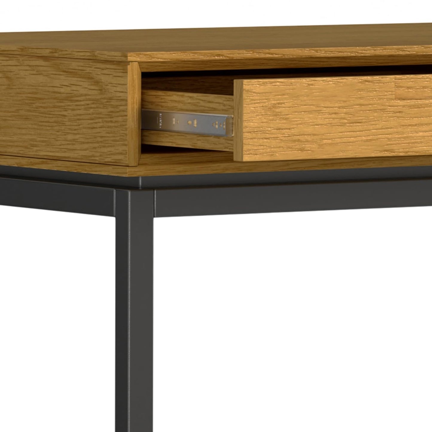 SIMPLIHOME Banting Desk - 72 Inch Wide Solid Oak Veneer and Metal Writing Desk in Oak, Modern Industrial Home Office Computer Table for Study with 2 Drawers and Flip-Down Keyboard Tray