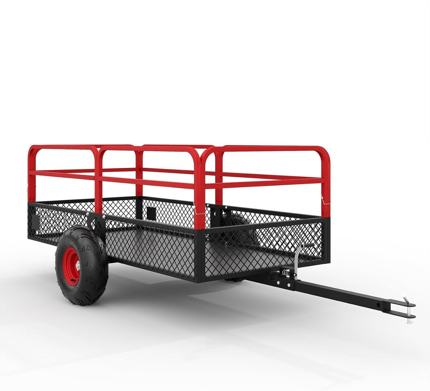 ATV UTV Trailer Tow Behind Dump Cart, 1600 lbs 22 Cubic Feet Heavy Duty Steel Dump Cart, Yard Garden Trailer Pull Behind with Removable Sides & All Terrain Tires, Fits Lawn Mower, Tractor, Garden