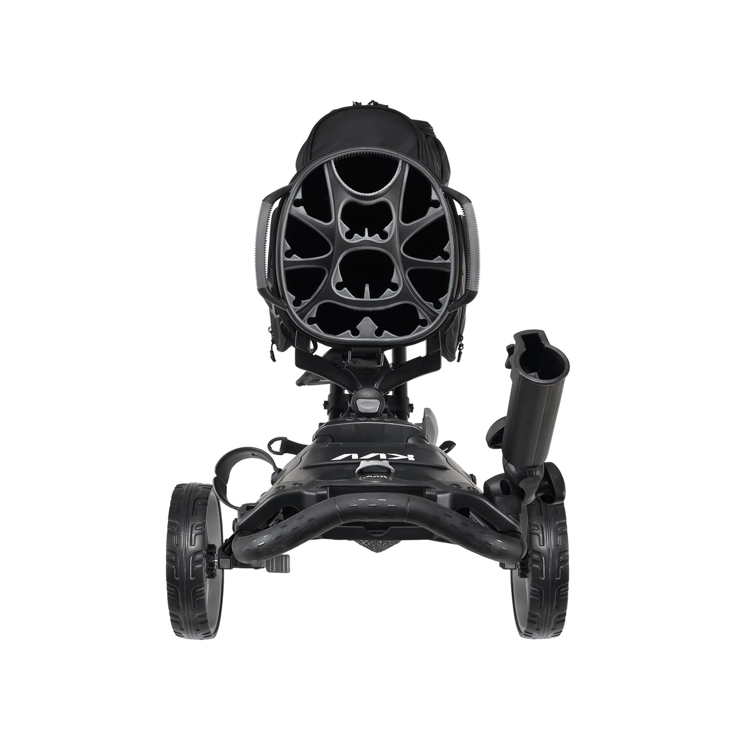 KVV 3 Wheel 360 Rotating Front Wheel Foldable/Collapsible Golf Push Cart with Foot Brake Open and Close in ONE Second-Free Umbrella Holder Included(Black/Charcoal)