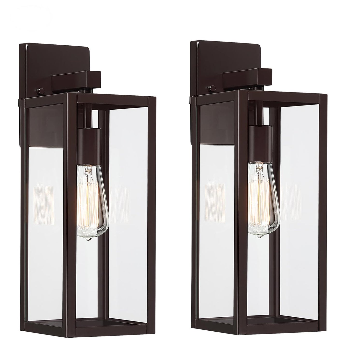 Faymart Outdoor Sconce Lights, 18 Inch Metal and Glass Wall Lantern, Oil Rubbed Bronze, 2 Pack for Porch Garage Balcony
