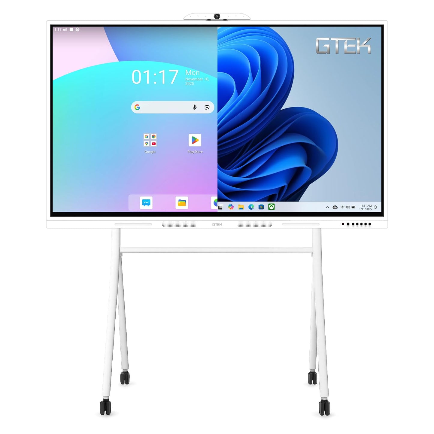GTek 65" Smart Board, 4K Interactive Whiteboard, Touch Screen Digital Electronic Whiteboard with Android 13 8+128GB OS, Dual OPS Slot, Long-Life Design for Classroom, Office, Business and Home
