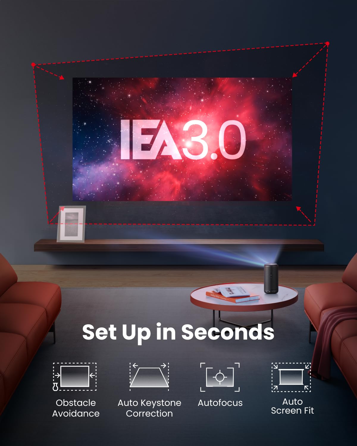 NEBULA Capsule 3 GTV Portable Mini Projector, Netflix Officially Licensed, 1080P Smart Projector with Wi-Fi, 2.5 hrs Battery, 120-Inch Display, Dolby Digital, for Any Space
