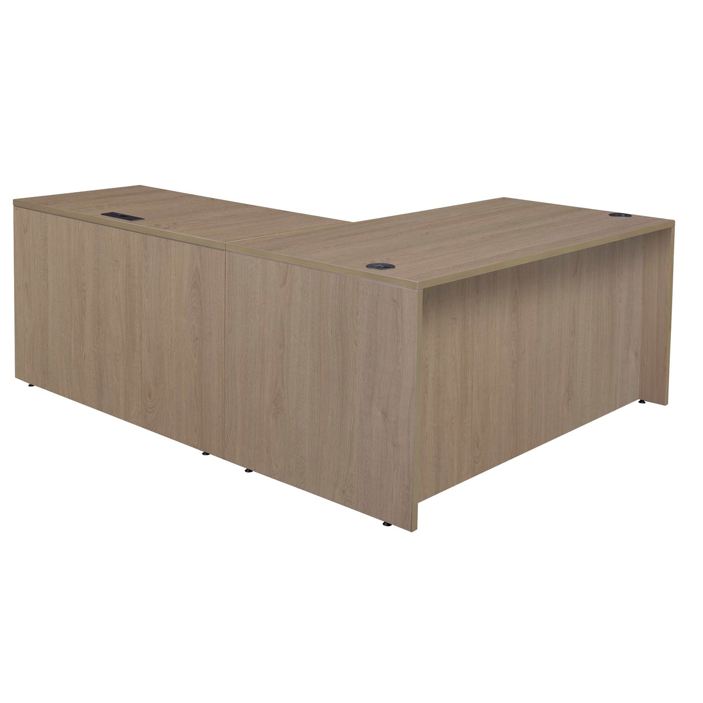 Romig Legacy 60 x 77 in. L Desk with Single Full Pedestal Drawer Unit- Noble Oak
