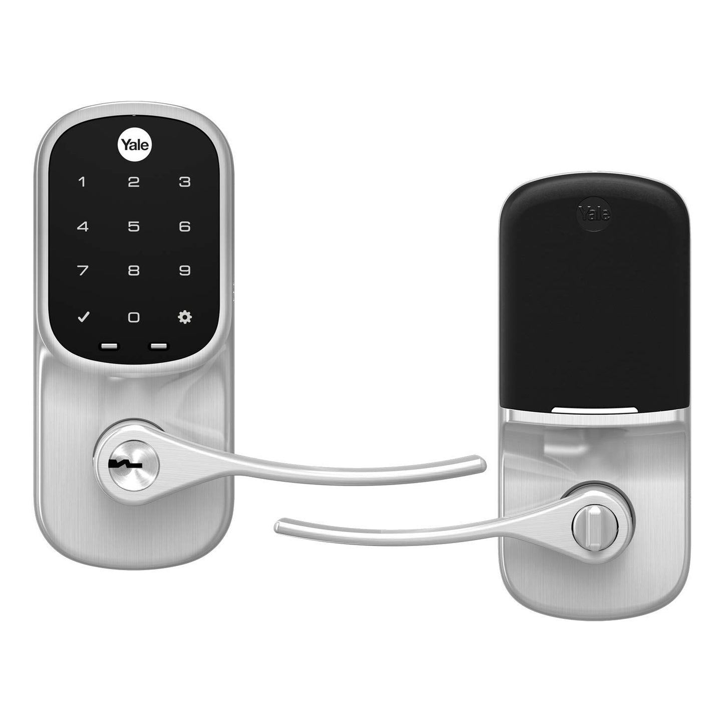 Yale Assure Lever Entry Door Lock with Wi-Fi Connected Touchscreen, Satin Nickel Smart Keypad Door Lock with Handle and Back-Up Key, YRL226-WF1-619