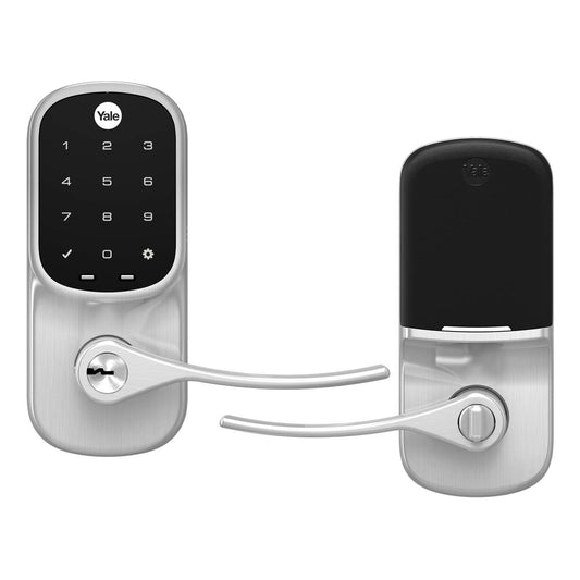 Yale Assure Lever Entry Door Lock with Wi-Fi Connected Touchscreen, Satin Nickel Smart Keypad Door Lock with Handle and Back-Up Key, YRL226-WF1-619