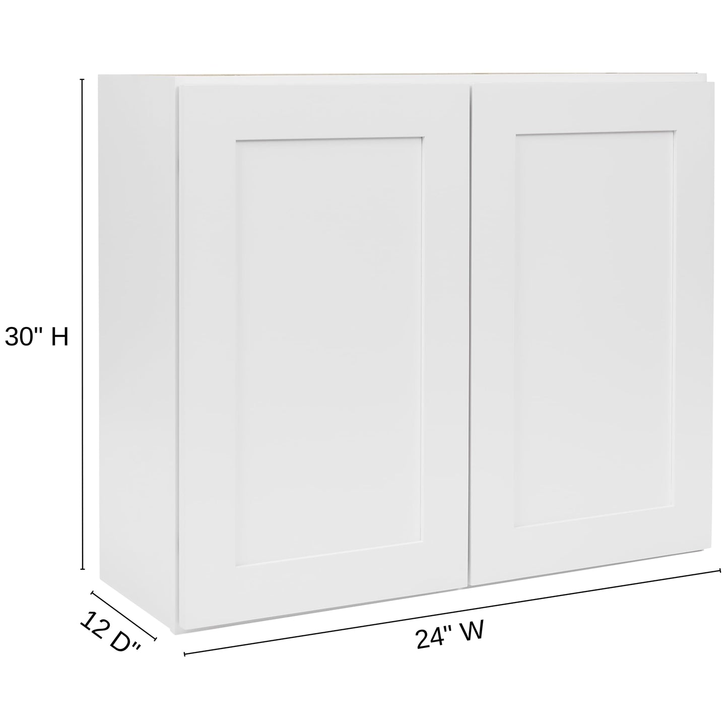 ONESTOCK White Shaker Wall Cabinet - Ready to Assemble, Perfect for Kitchen, Laundry, and Bathroom Storage - 24”W x 30”H x 12”D