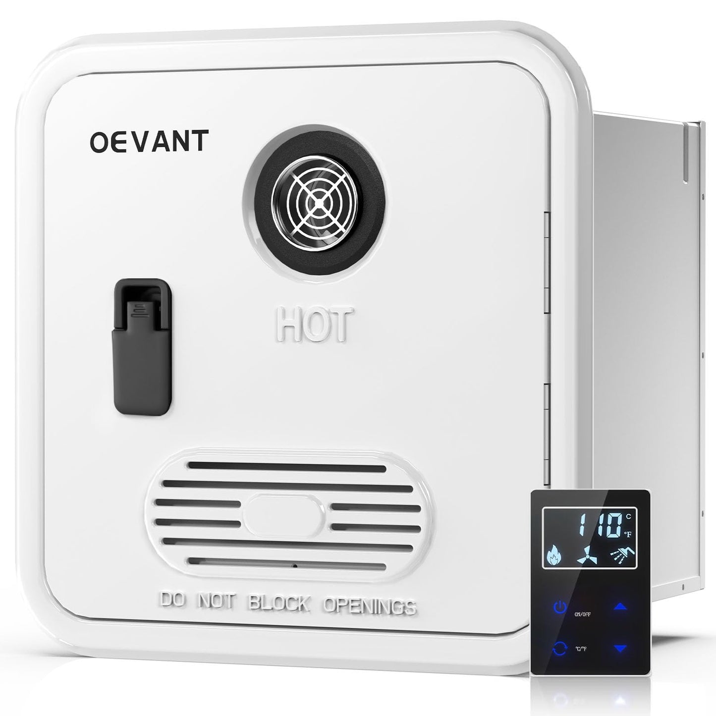 OEVANT RV Tankless Water Heater,55,000 BTU RV Instant Water Heater with Remote Controller,16x16 inch Door＆Front Water Outlet,Propane Gas, DC 12V, CSA Certificated,Compatible with All RVs-White