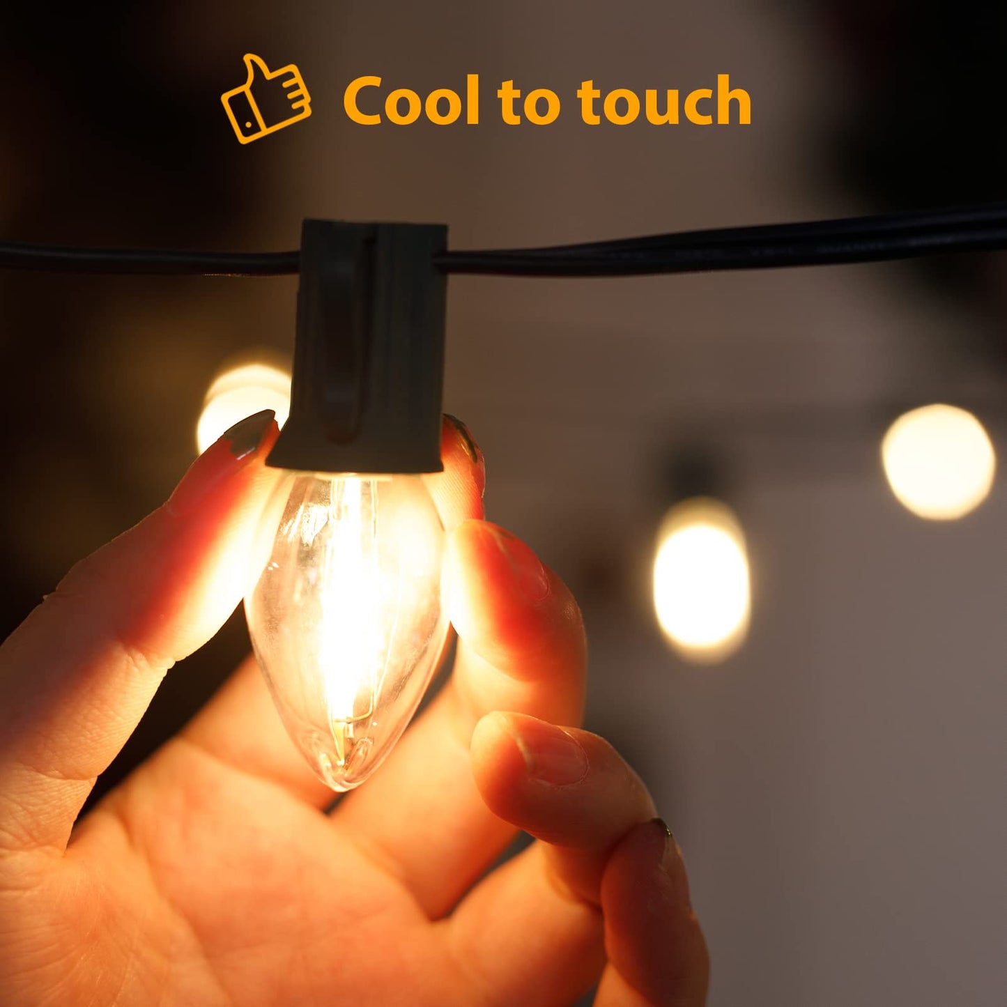 Minetom C7 LED Replacement Bulbs, Warm White Transparent, Shatterproof, 50 Count, C7/E12 Base for Christmas Lights