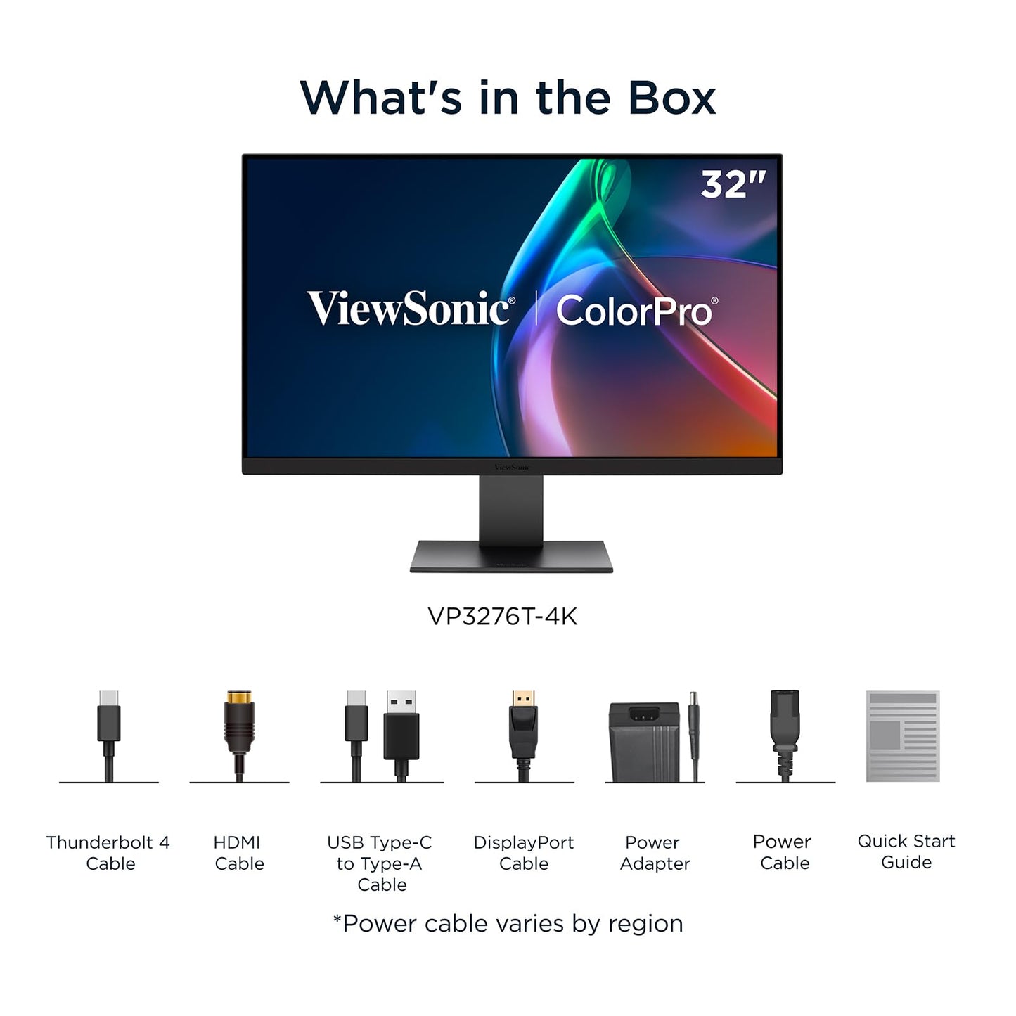 ViewSonic VP3276T-4K 32 Inch 4K ColorPro Monitor, IPS Display with 100% sRGB and Pantone Validated for Mac Studio and MacBook Pro, Advanced Ergonomics, Thunderbolt 4, HDMI, and DisplayPort Inputs