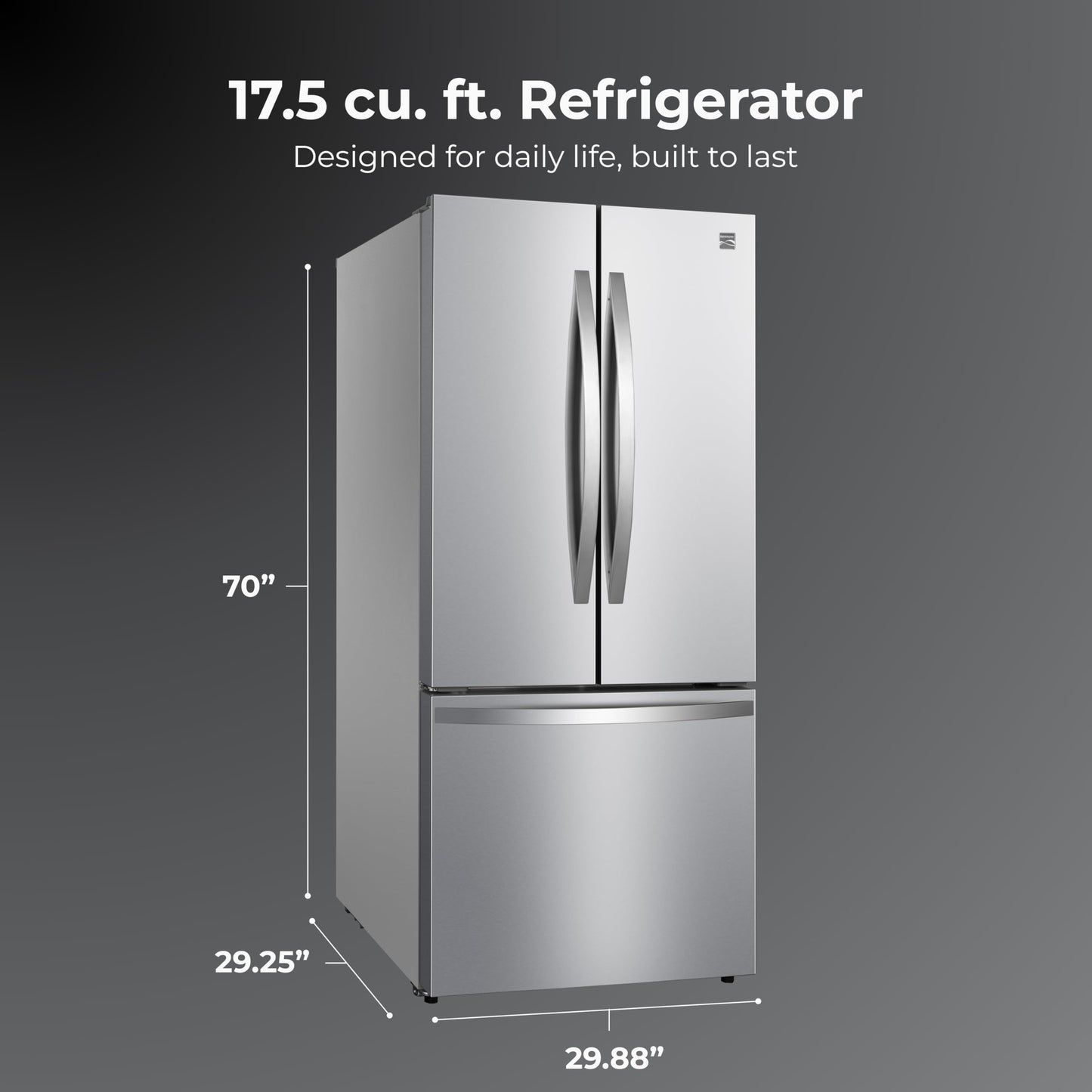 Kenmore 4675525 30' French Door Refrigerator with Freezer - Accela Chill, Ice Maker, Adjustable Glass Shelves, ENERGY STAR Certified, 17.5 cu. ft. Capacity - Fingerprint Resistant Stainless Steel