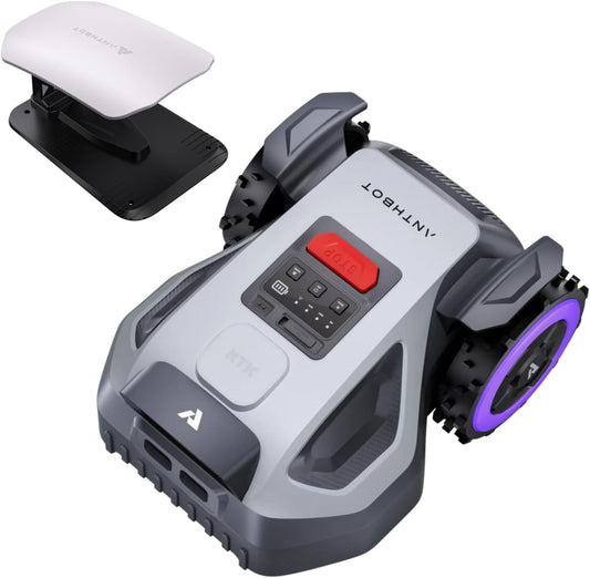 ANTHBOT M5 with Garage Robot Lawn Mower, RTK+NRTK Navigation Perimeter Wire Free 1/4 Acre, Vision Obstacle Avoidance Robotic Lawnmower with Automatic Mapping Zone Division, 45% Slope, App Control