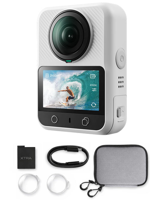 Xtra 360 Camera, 8K Panoramic Video, 1-Inch Sensor Equivalent, 100MP High Resolution, Waterproof Action Camera, 105GB Built-in Storage, Bullet Time, Broad Compatibility, Vlog