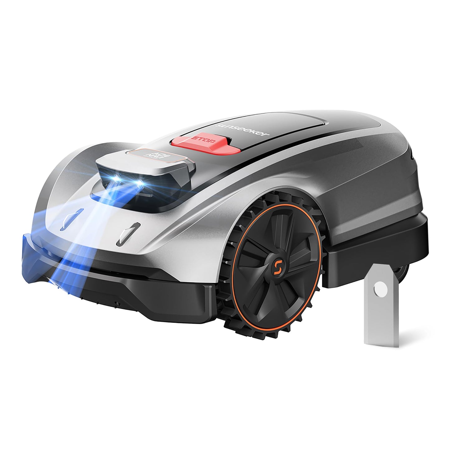Sunseeker X3 Plus Robot Lawn Mower, Wire-Free Robotic Mower for 0.3 Acre, RTK + Vision AI Navigation, Vision AI Obstacle Avoidance, Ride-on-Edge Cutting, App Control.Multi-Zone Management