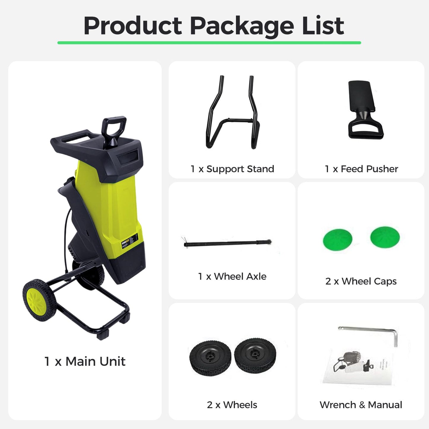 ZHDANB Electric Shredder mulcher, Mulching Machine, 50L Collection Bag, 40mm/1,57in Branch Chipper, Wood Chipper for Compost, for Processing Branches, Sticks & Yard Waste Yellow