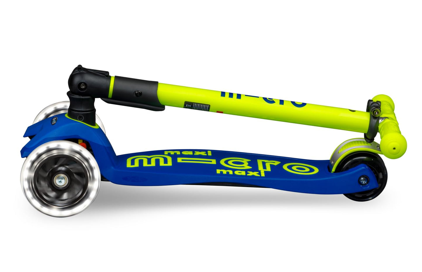 Micro Kickboard | Maxi Foldable LED Kids Scooter for Ages 5-12 | Children up to 110 lbs | 3 Wheel Lean-to-Steer Design | Adjustable T Bar | Smooth Ride, Motion Activated PU LED Wheels | Swiss Design
