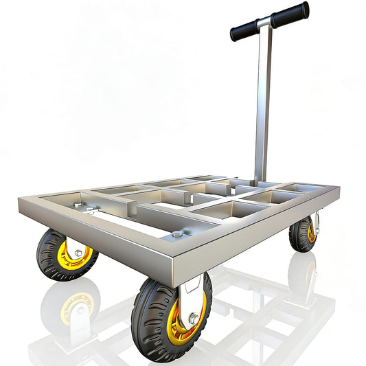 Heavy Duty Push Cart Dolly, 36 x 24in Platform Truck Flat Cart Hand Trucks, 2500lbs, Thickened Steel Pipe Integral Molding, 6" Swivel Brake Casters, Effort-Saving Design