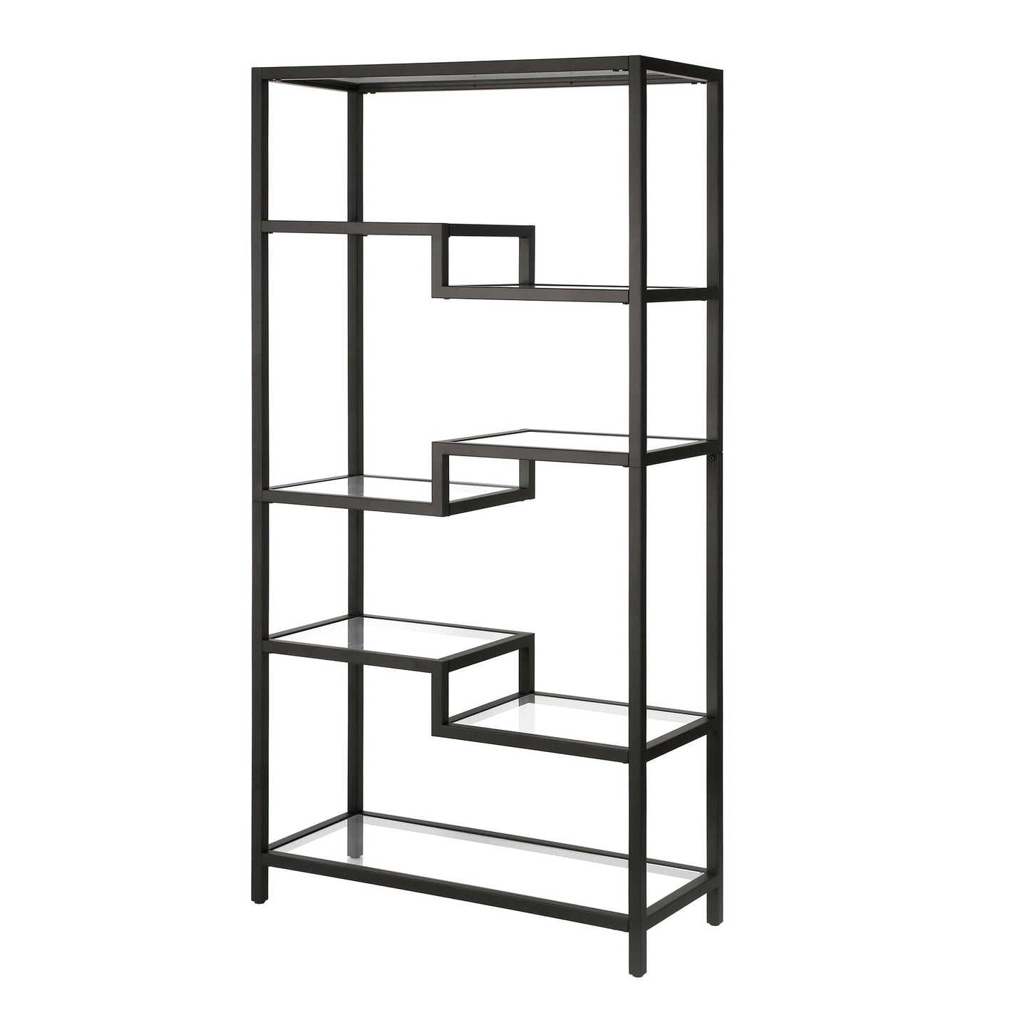 Henn&Hart 68" Tall Rectangular Bookcase in Blackened Bronze, for Home Office, Living Room