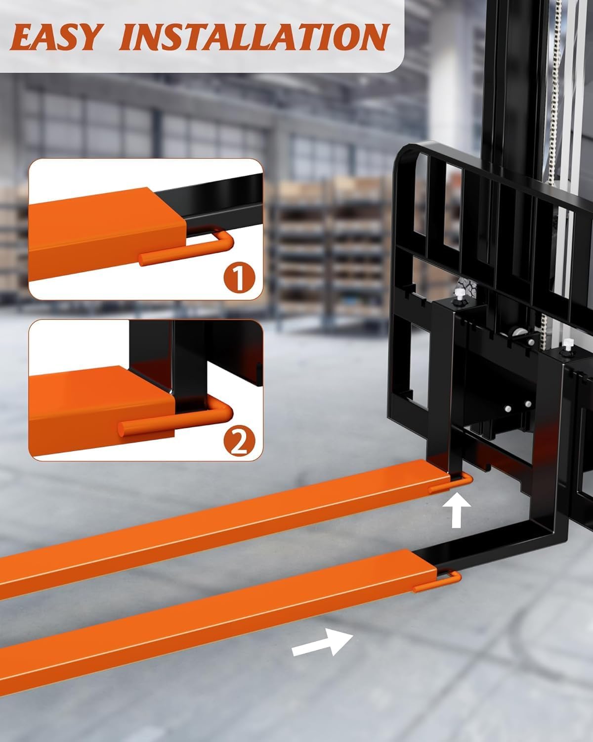 96" Pallet Forklift Extensions, Heavy Duty Fork Extensions 4600 LBS Capacity 4.5" Width for Forklifts, 1 Pair for Forklift Truck,Orange