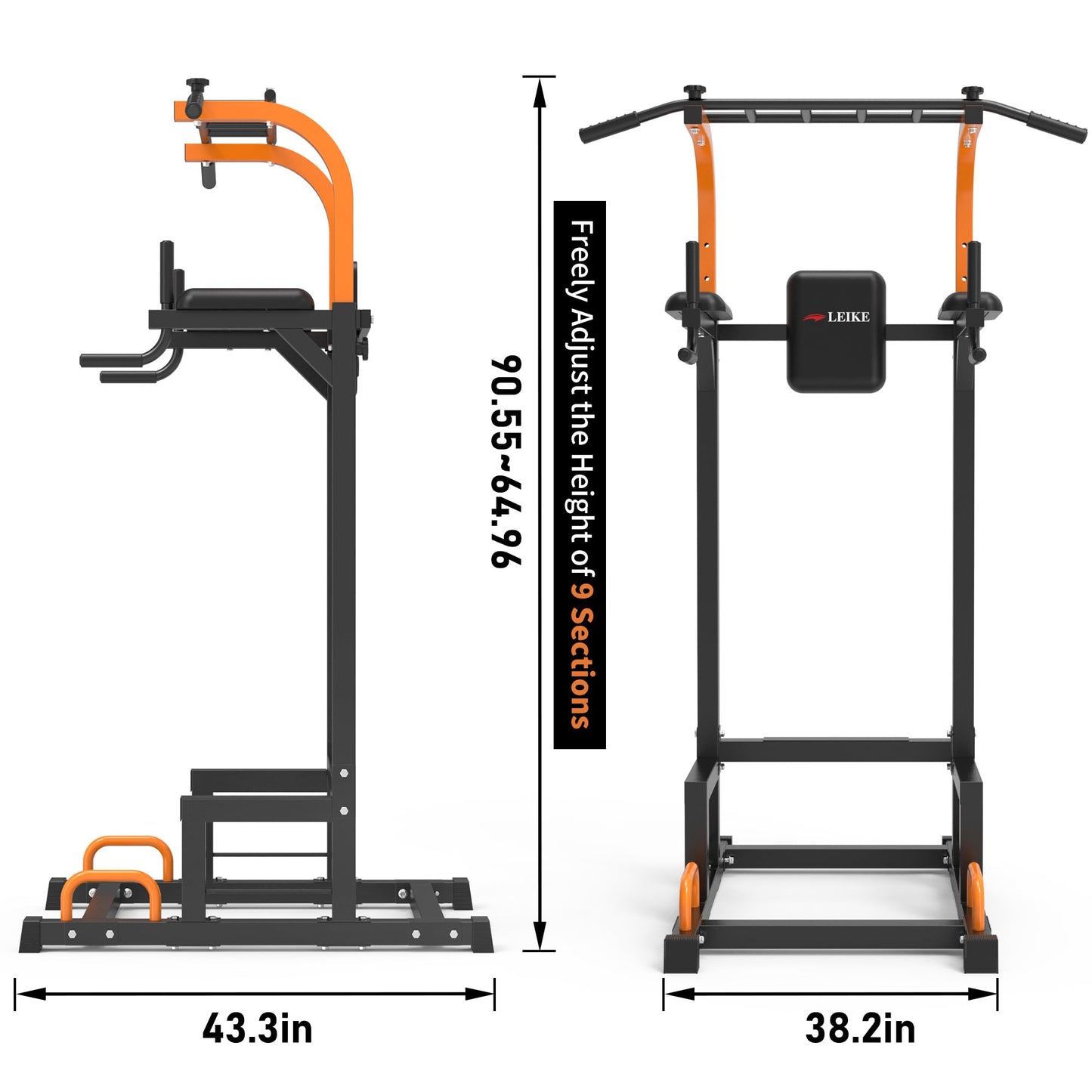 leikefitness Multifunction Power Tower Exercise Equipment,Pull Up Dip Station,Height Adjustable for Home Gym Strength Training Fitness Equipment,Dip Stands,Pull Up Bars,Push Up Bars,VKR (Black)