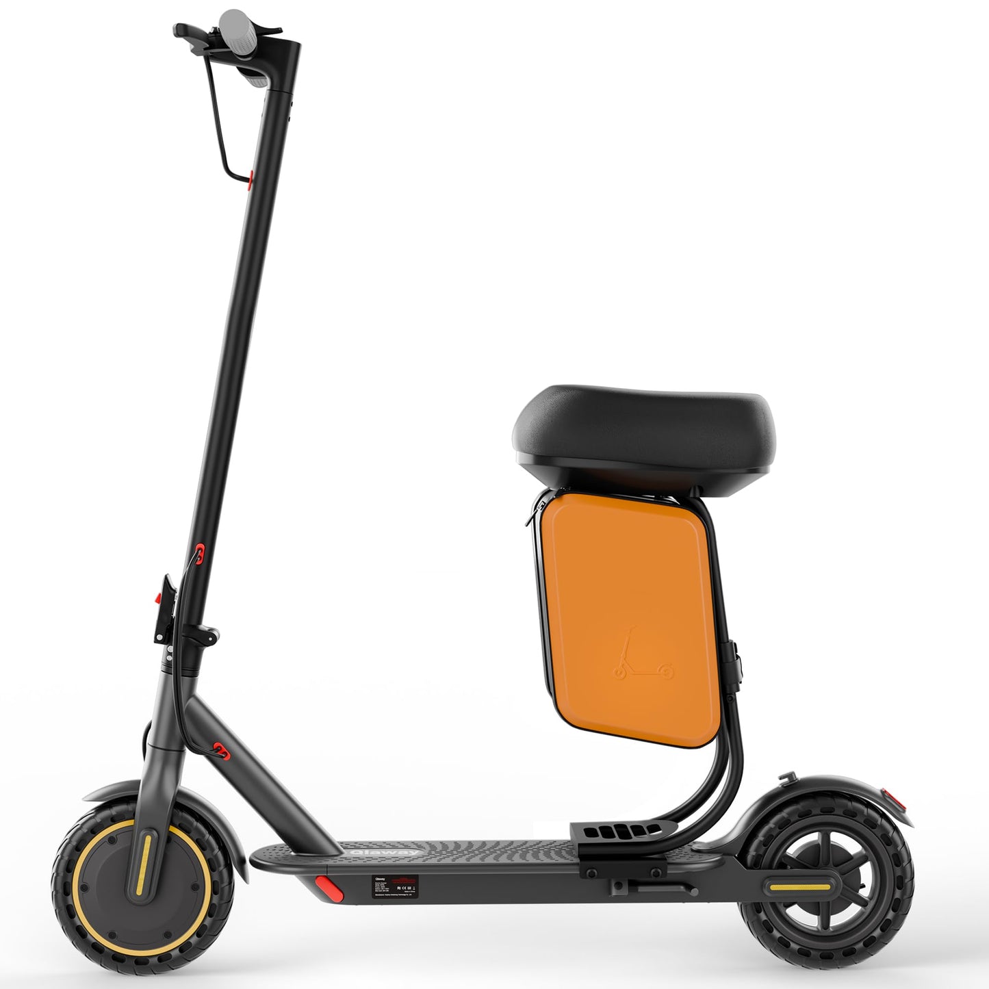Qlaway Adult Electric Scooter with Seat - 350W Motor, 8.5" Solid Tires, Max Speed 19 MPH and 22 Miles Long-Range Portable Portable E-Scooter(Double Braking System & App)