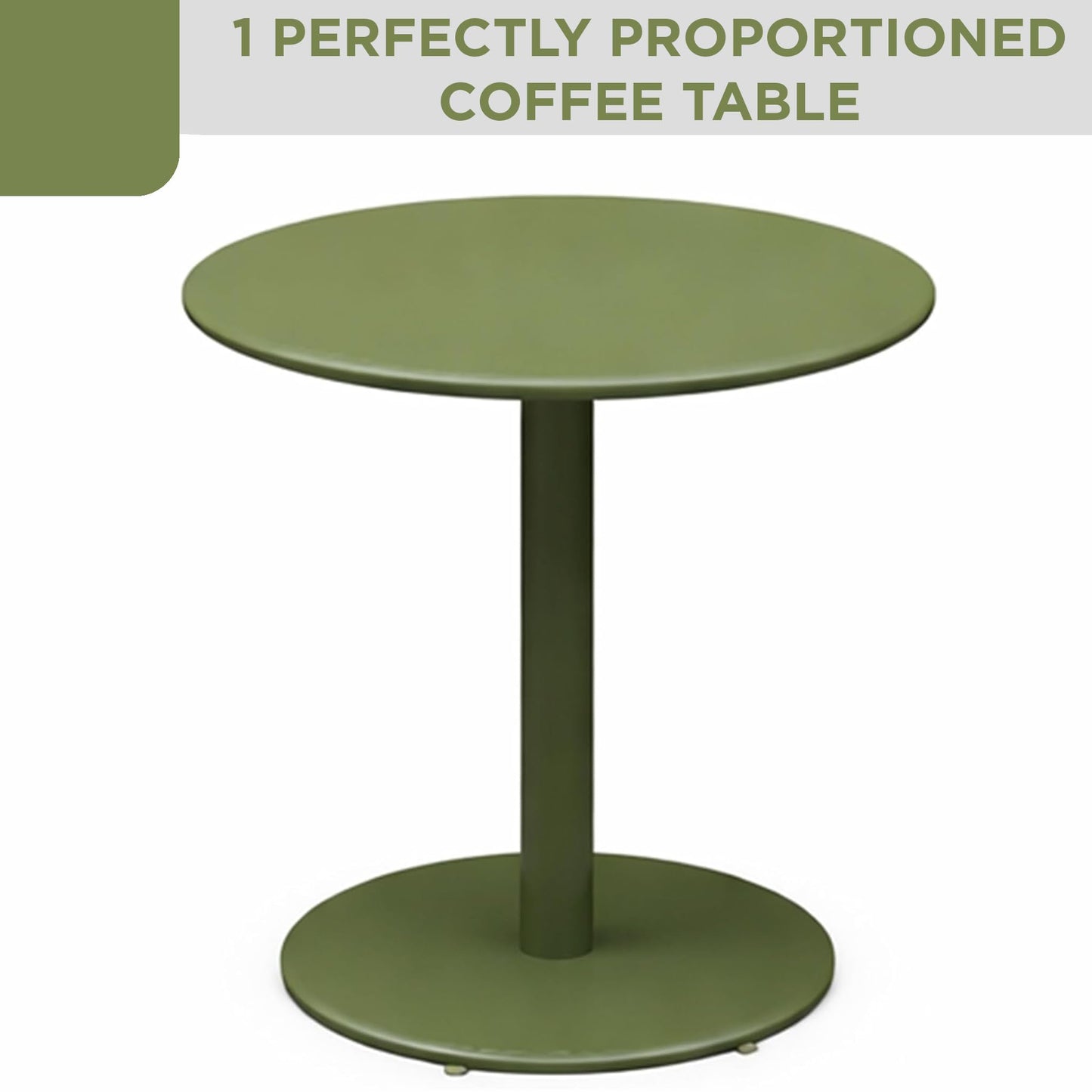Alpine Corporation VTFAM152A Metal Outdoor Bistro Set, 3-Piece Patio Conversation Set with Round Side Table & 2 Chairs, Weather-Resistant Steel Frame, Compact Balcony Furniture, Green