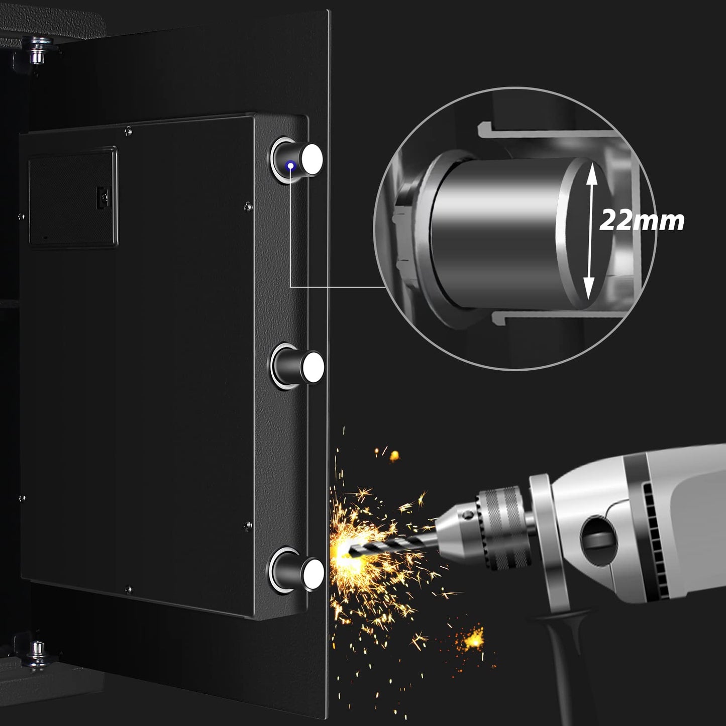Biometric Home Safe, Fingerprint Gun Safe Lock Box,Money Box for Jewelry Handgun Cash Valuables,Perfect for Home/Office/Hotel, Black, 2.05 Cubic Feet