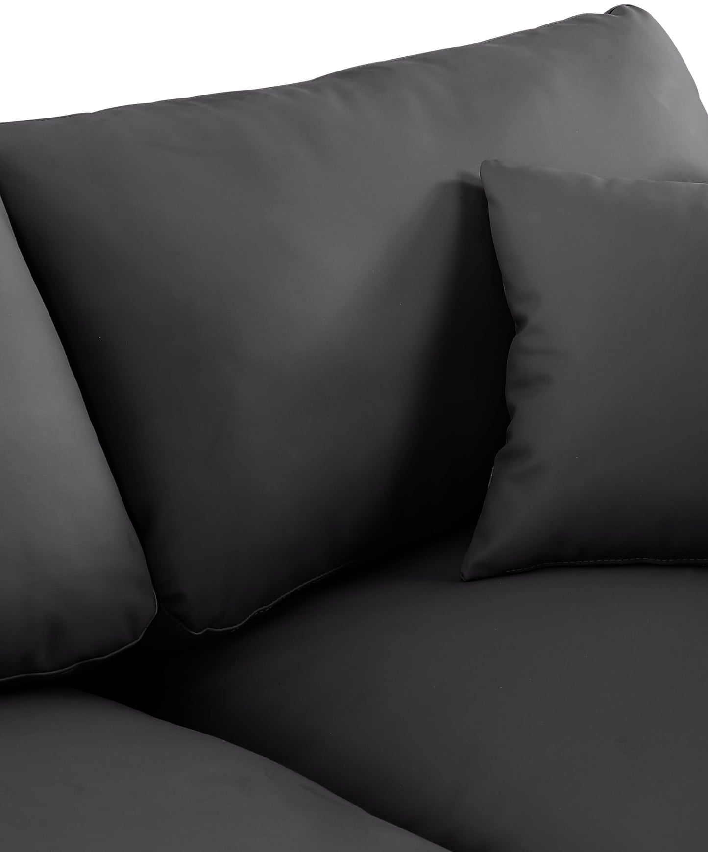 Meridian Furniture 188Black-S78 Comfy Collection Modern | Contemporary Upholstered Modular Sofa with Soft Black Vegan Leather, Fiber-Filled, 78" W x 40" D x 34.5" H, Black