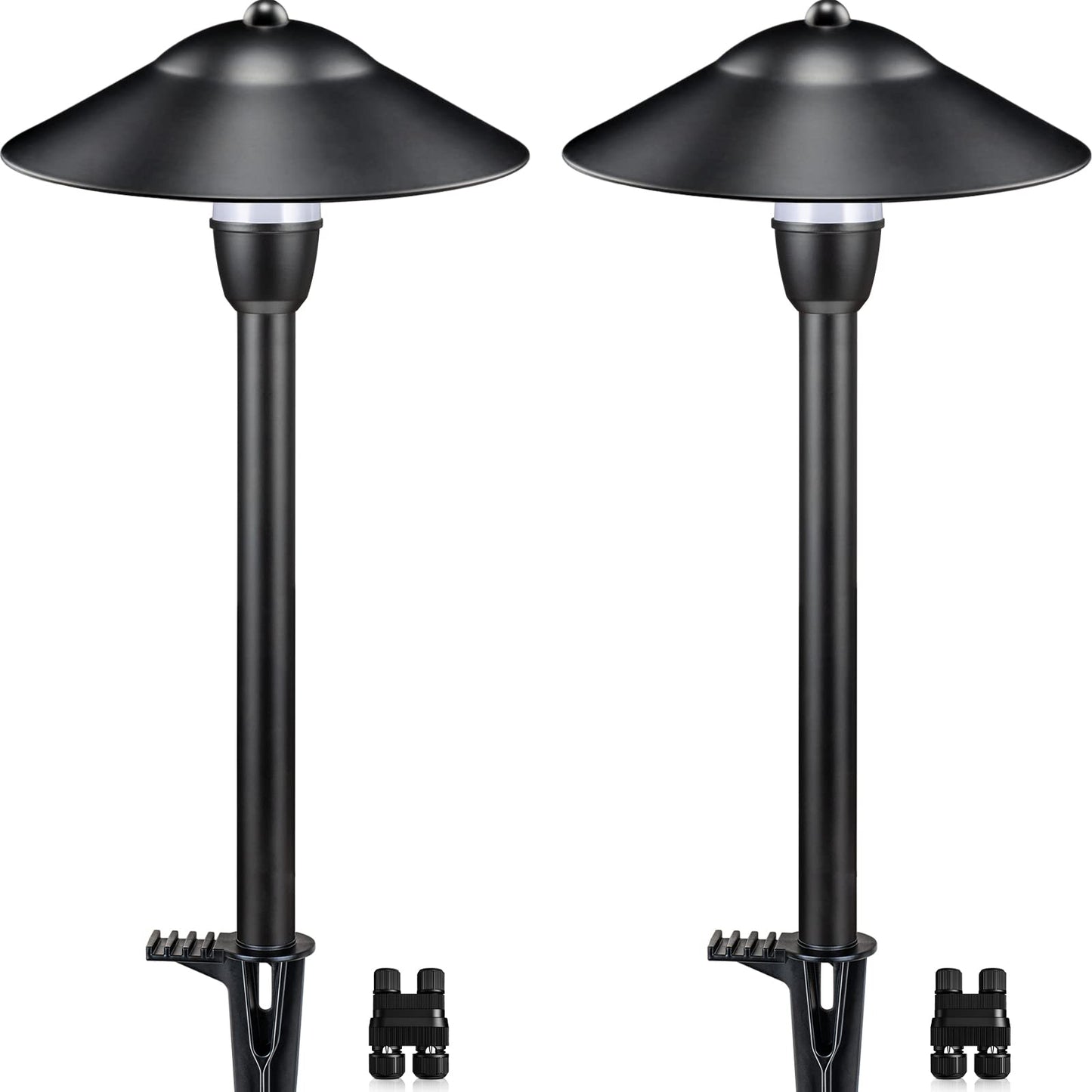 SUNVIE LED Pathway Lights 12-24V 3W IP65 Waterproof Aluminum Black 2 Pack