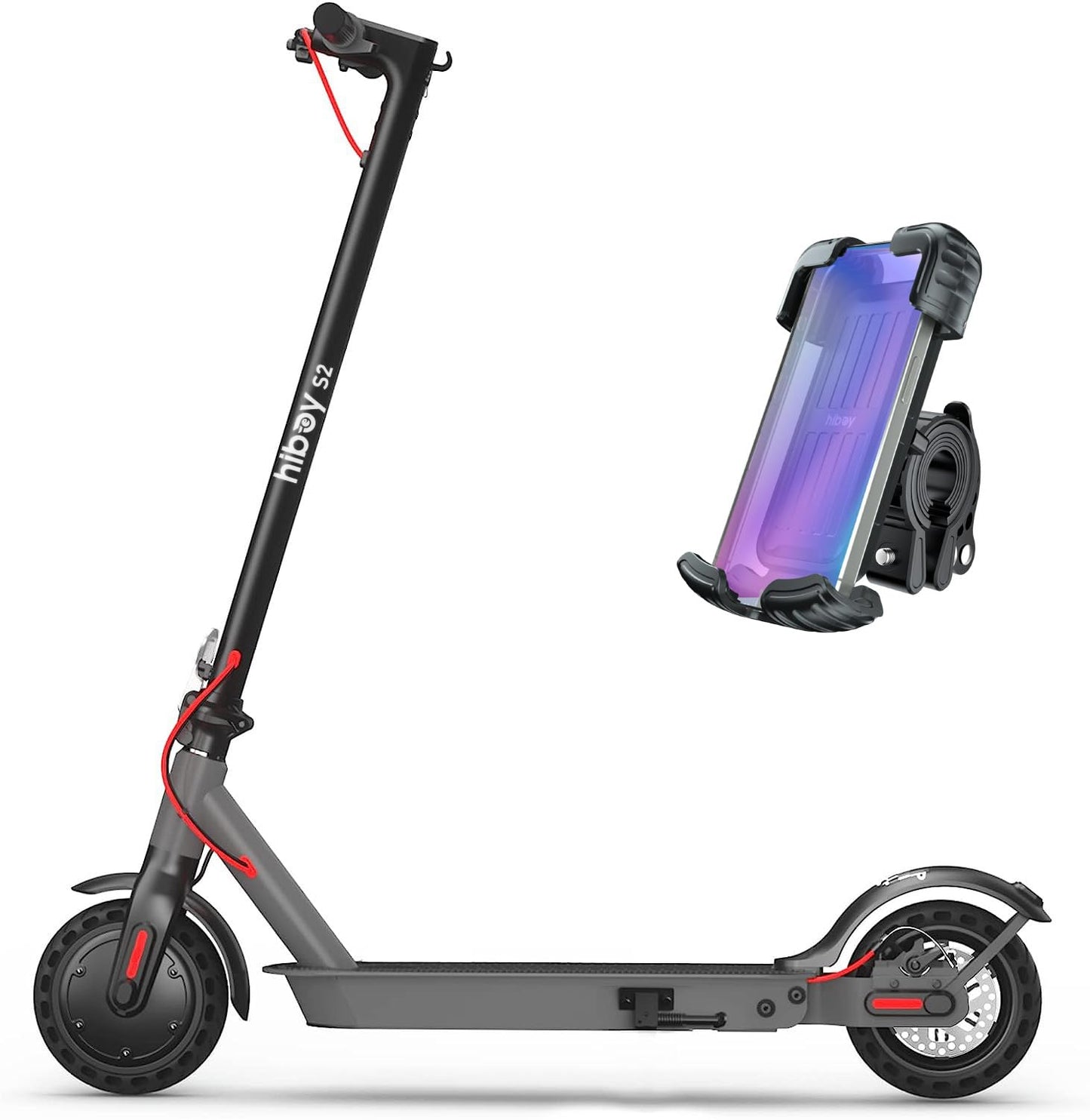 Hiboy S2 Electric Scooter - 8.5" Solid Tires - Up to 17 Miles Long-Range & 19 MPH Portable Folding Commuting Scooter for Adults with Double Braking System and App (S2)