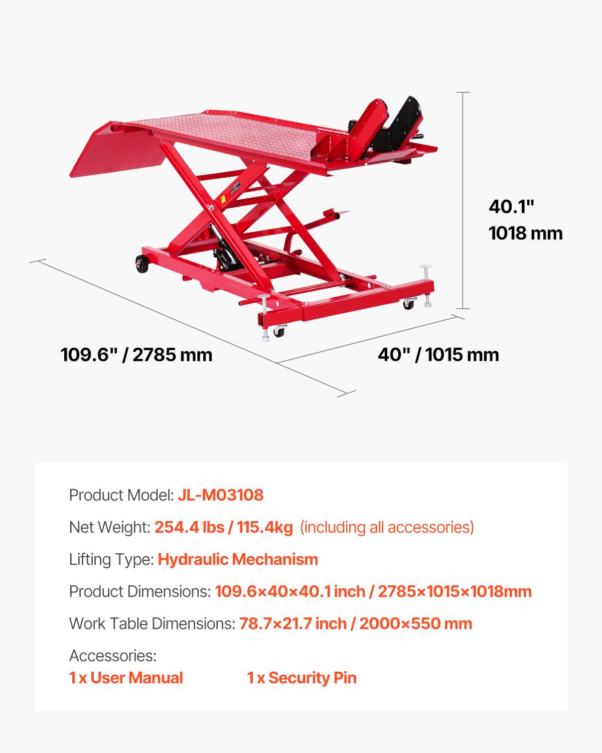 VEVOR Motorcycle Lift Table, 1000lbs Weight Capacity, 360° Flexible Moving Motorcycle Jack Stand, 8.6-31 in Height Range, Heavy Duty Bike Repair Stand with Security Lock for ATVs, Dirt Bike