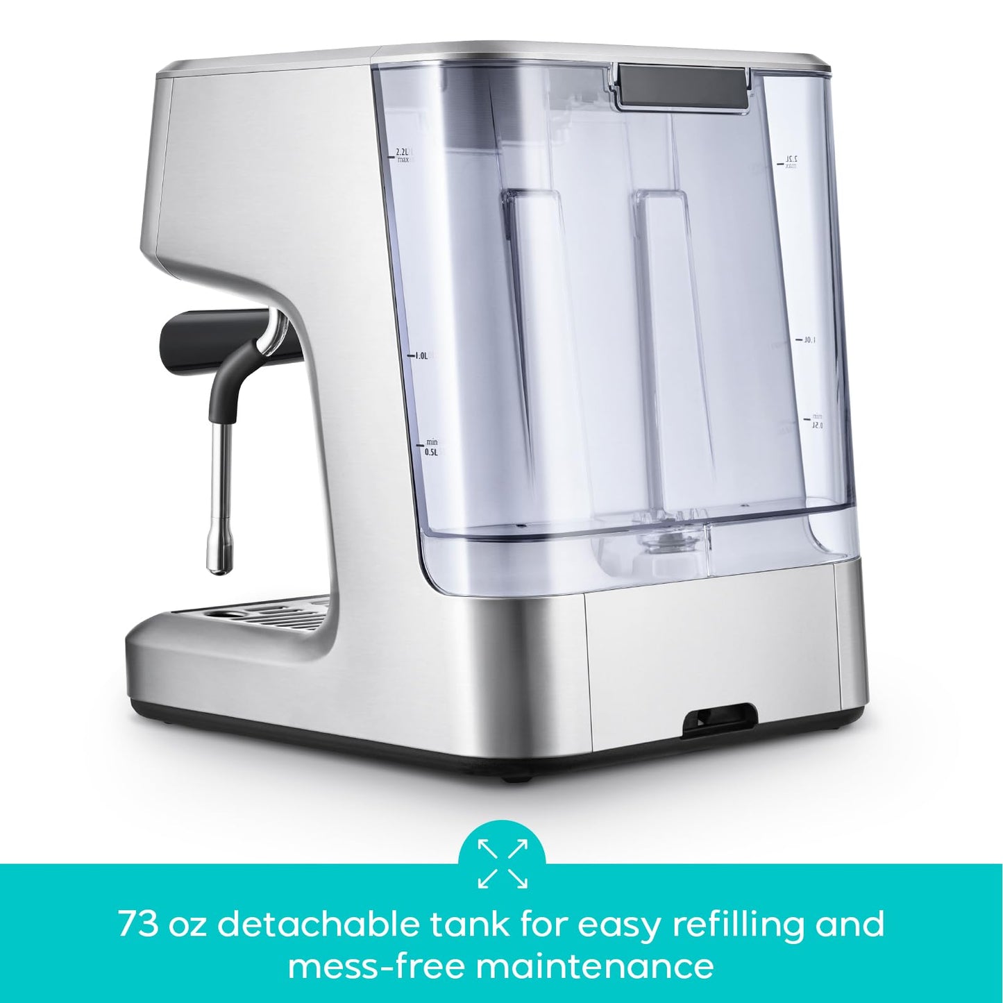 CASABREWS Ultra Espresso Machine with LCD Display, 20 Bar Espresso Maker with Powerful Milk Frother, Customizable Brewing Temperature, Barista-Level Latte and Cappuccino Machine for Home, Silver