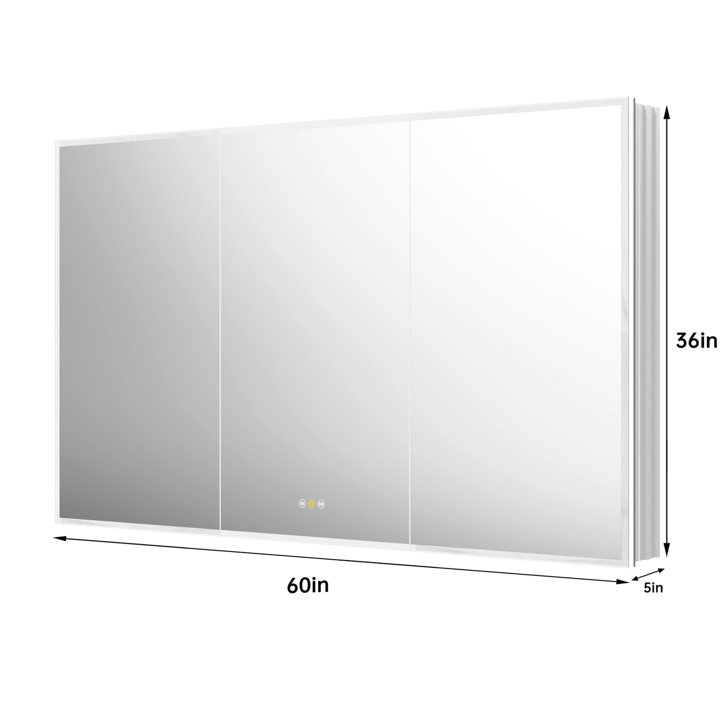 tunuo Recessed Medicine Cabinets for Bathroom with Mirror, Only Recessed Medicine Cabinet with Defogger, Dimmer, Outlets & USB, Three Doors