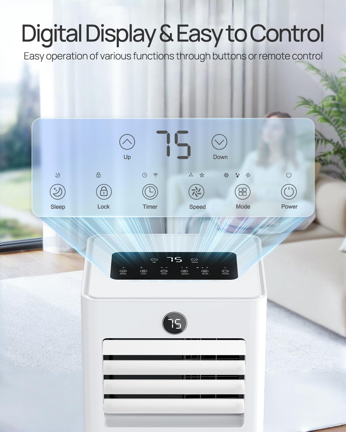 CKEARO Portable Air Conditioner 16,000 Btu Smart AC Unit with WiFi APP Control for Large Rooms Up to 750 Sq.Ft, Fast Cooling, Dehumidifier, Fan, Quiet 36dB Sleep Mode 24H, Window Kits for Room Indoors
