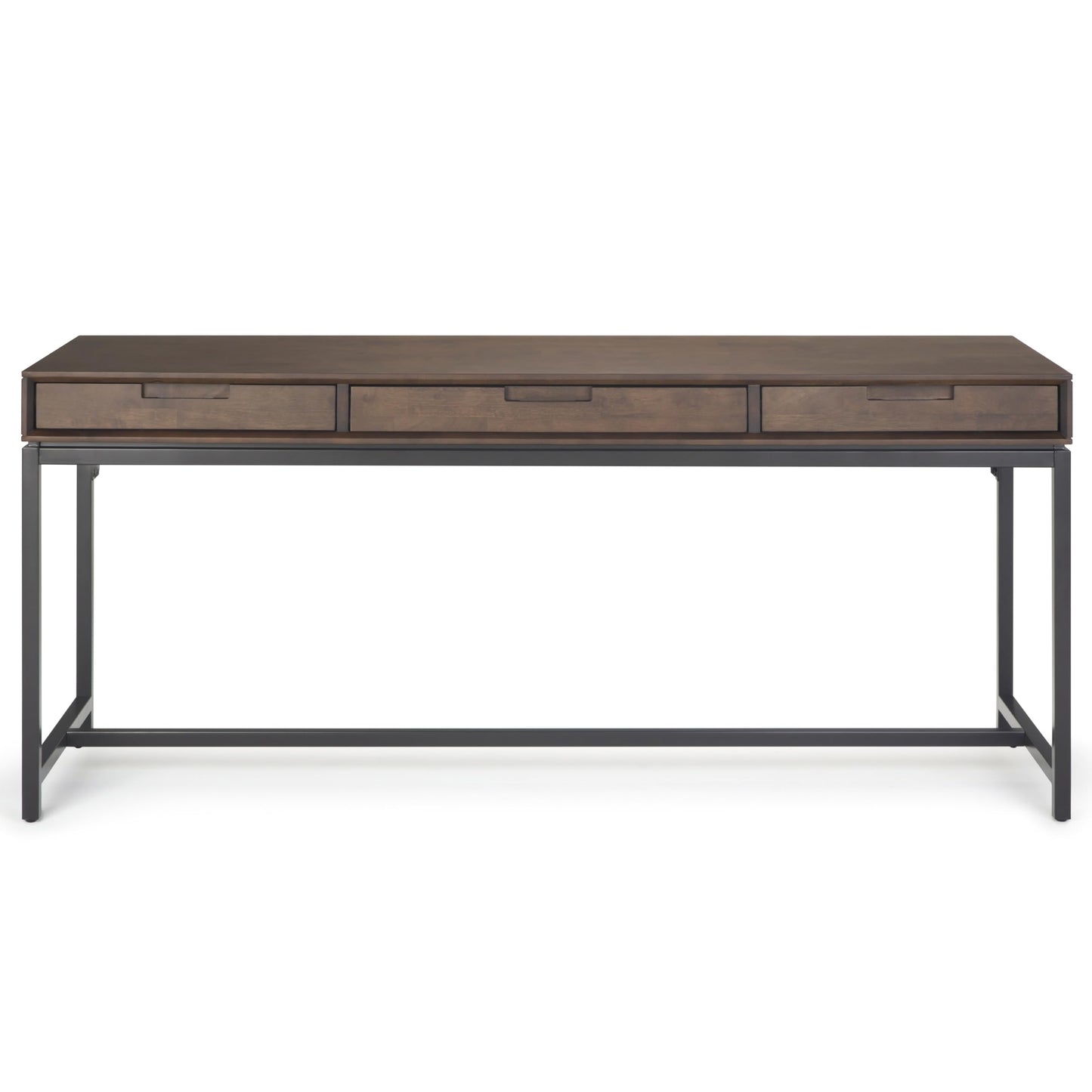 SIMPLIHOME Banting Desk - 72 Inch Wide Solid Wood and Metal Writing Desk in Walnut Brown, Modern Industrial Home Office Computer Table for Study with 2 Drawers and Flip-Down Keyboard Tray